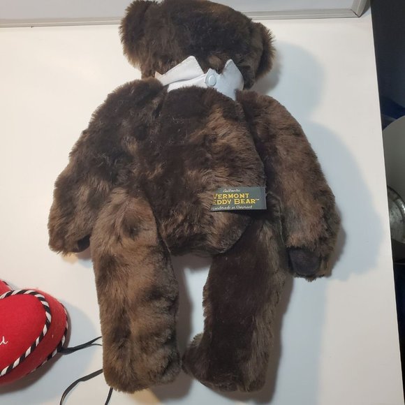 Vermont Teddy Bear Dark Brown with I love You Heart and Tux Tie and Collar - Picture 4 of 8